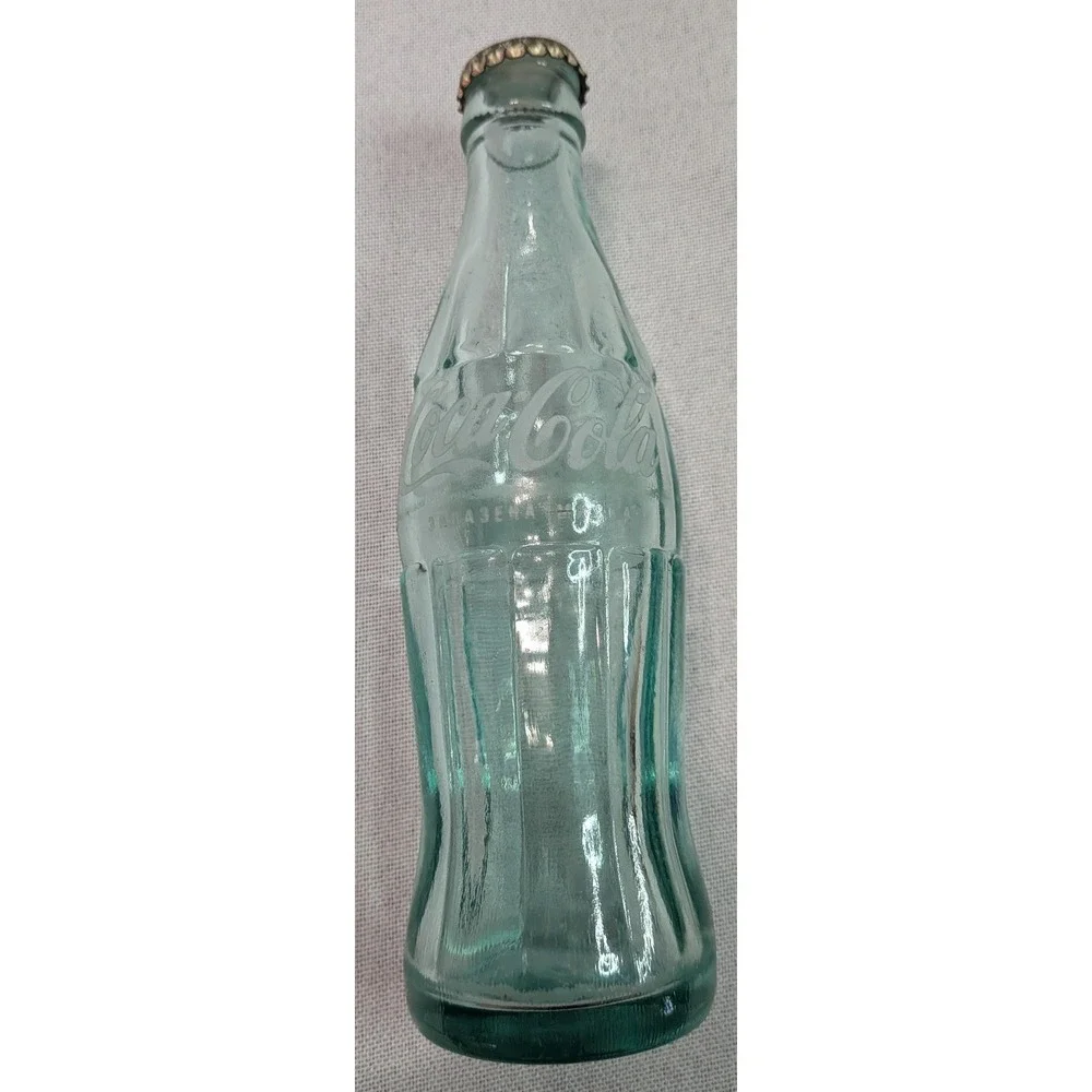 Coca-Cola Glass Bottle Unisex OS Green Good Cyrillic Logo Vintage Hobbleskirt